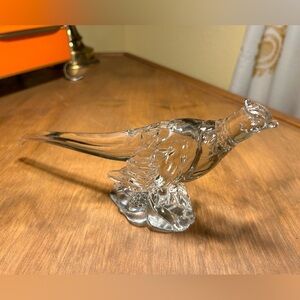 Heisey Glass Animal Ringneck Pheasant Figurine 11.5"-long 1942-1953 Vintage